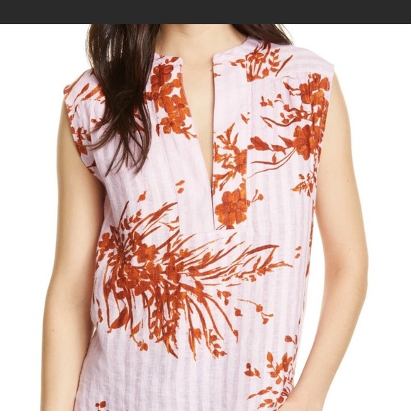 Joie Narumi Fleur D-isle linen oversized blush pink top - Picture 2 of 5